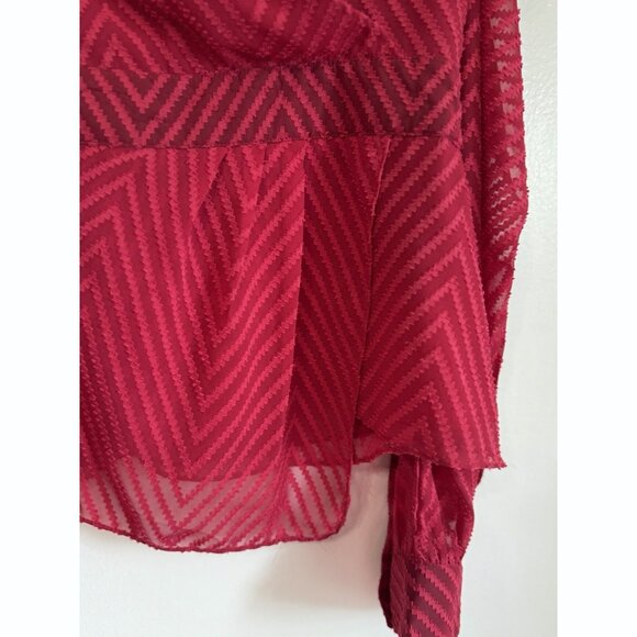 Walter Baker Belinda Sheer Chevron Wrap Top Sz XL Red Romantic Evening Holiday - Picture 4 of 11